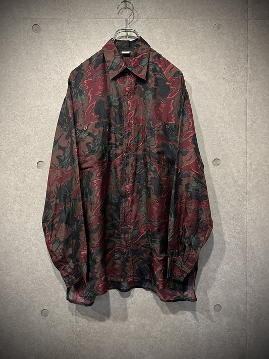 botanical pattern silk shirt