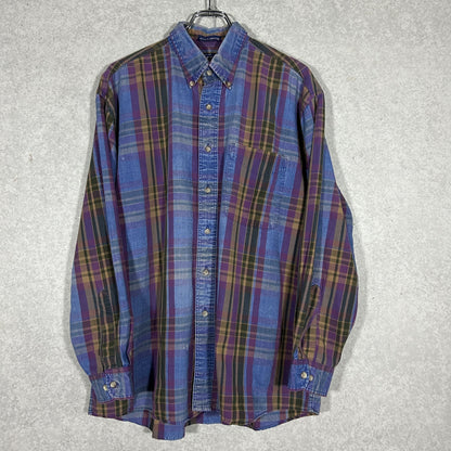 "Van Heusen" 90's brown check denim  shirt