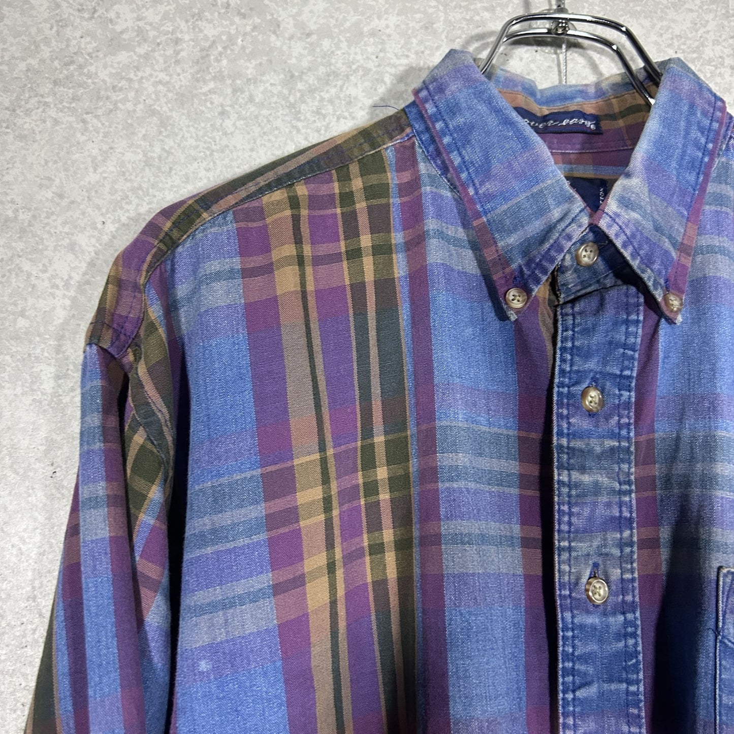 "Van Heusen" 90's brown check denim  shirt