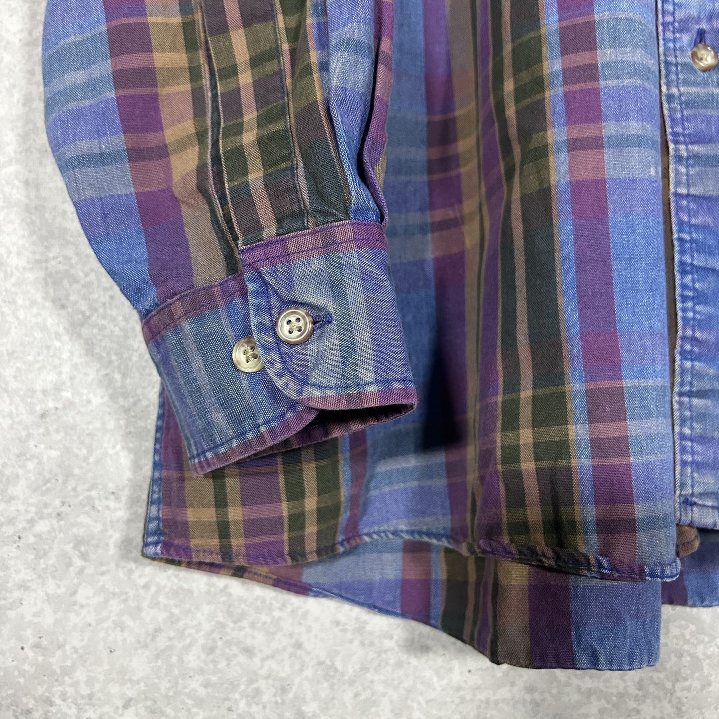 "Van Heusen" 90's brown check denim  shirt