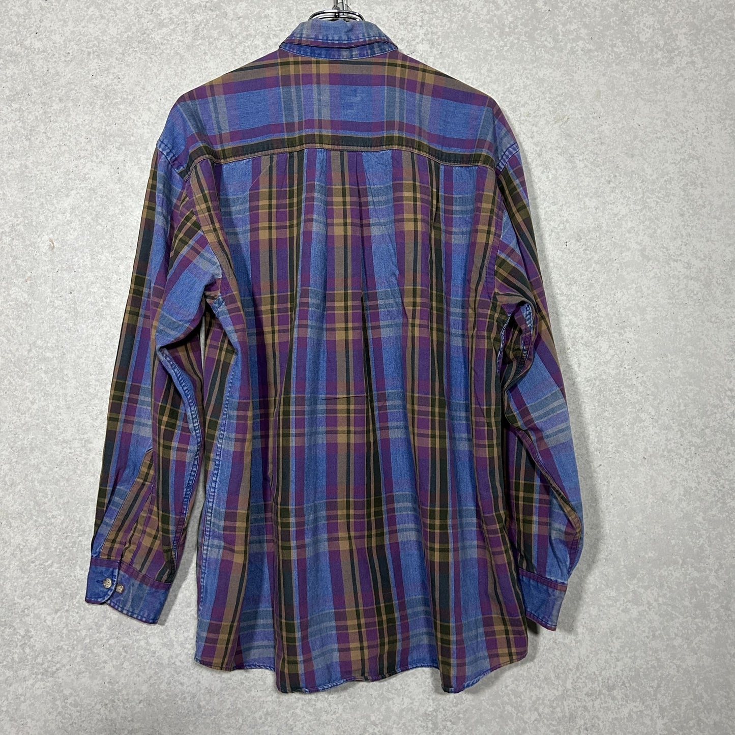 "Van Heusen" 90's brown check denim  shirt