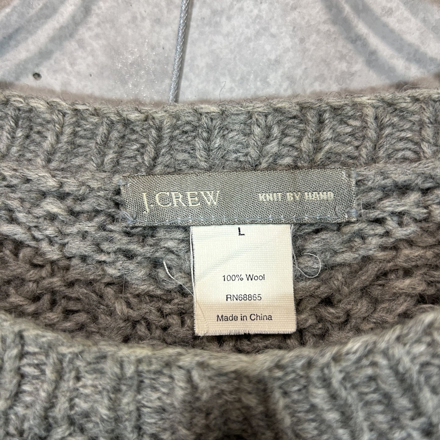 "J CREW" hand made glay low gauge wool knit