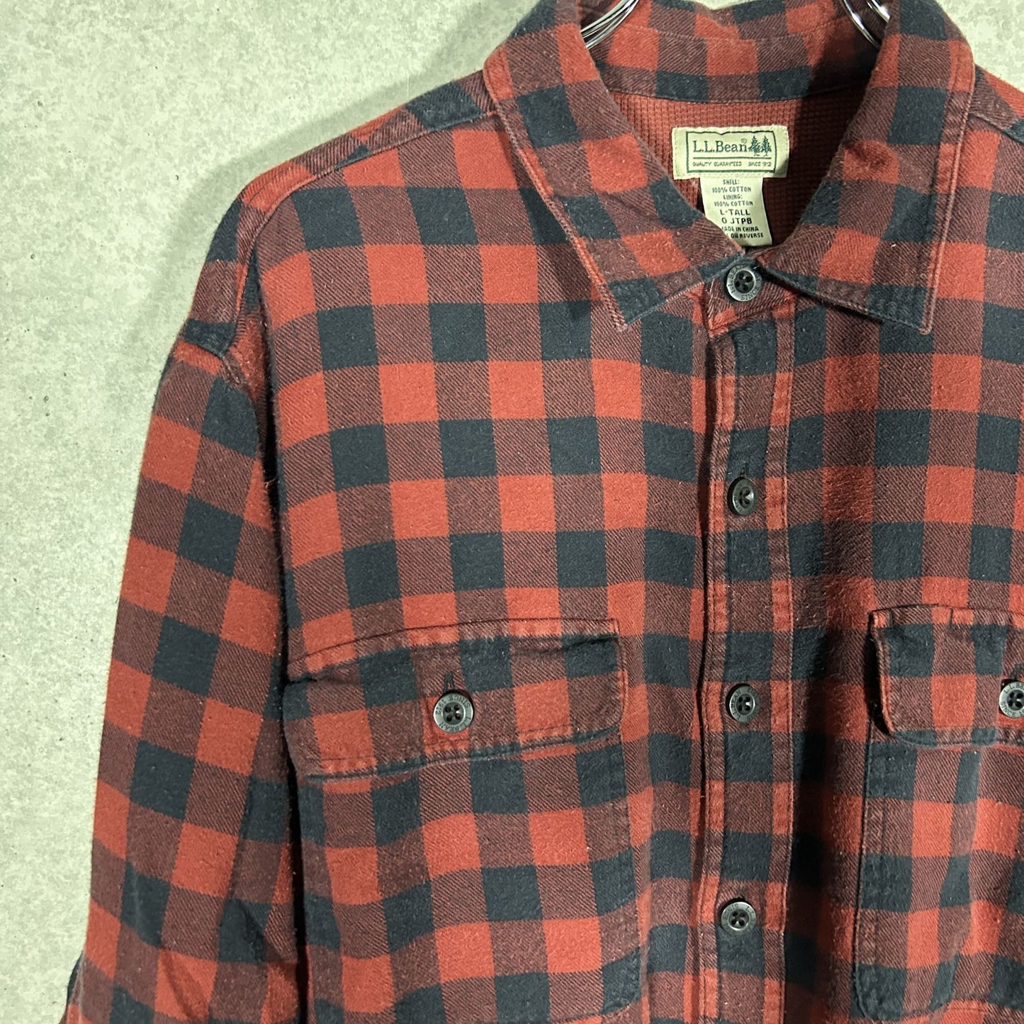 "L.L.Bean" red block check shirt