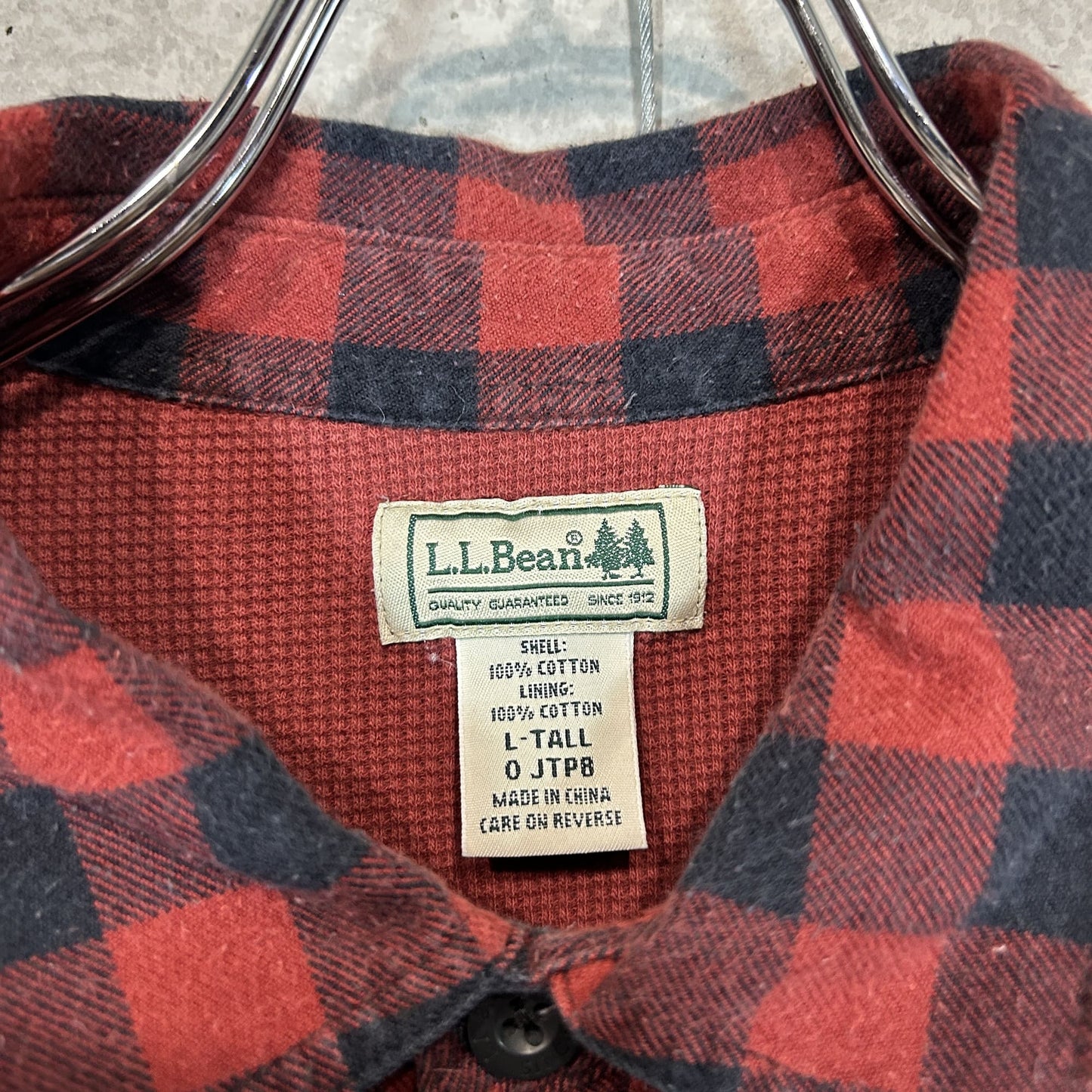 "L.L.Bean" red block check shirt