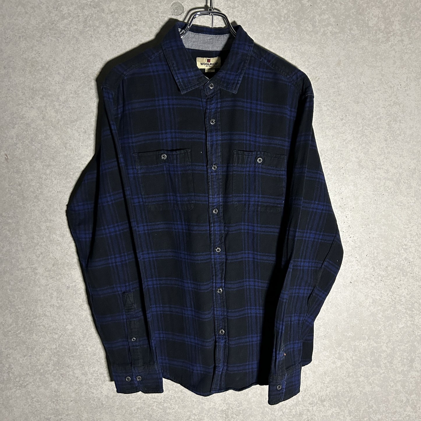 "WOOLRICH" navy check flannel shirt