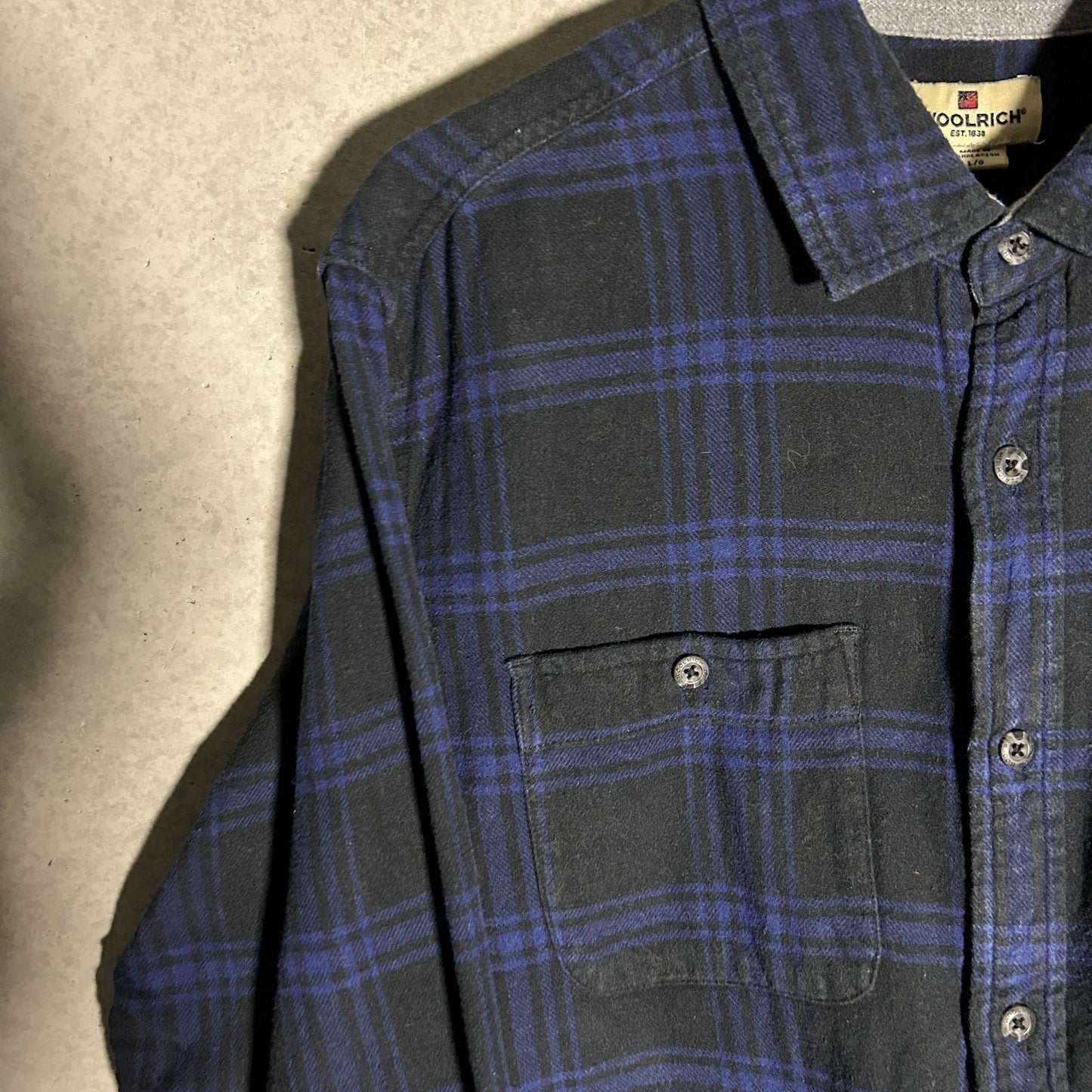 "WOOLRICH" navy check flannel shirt