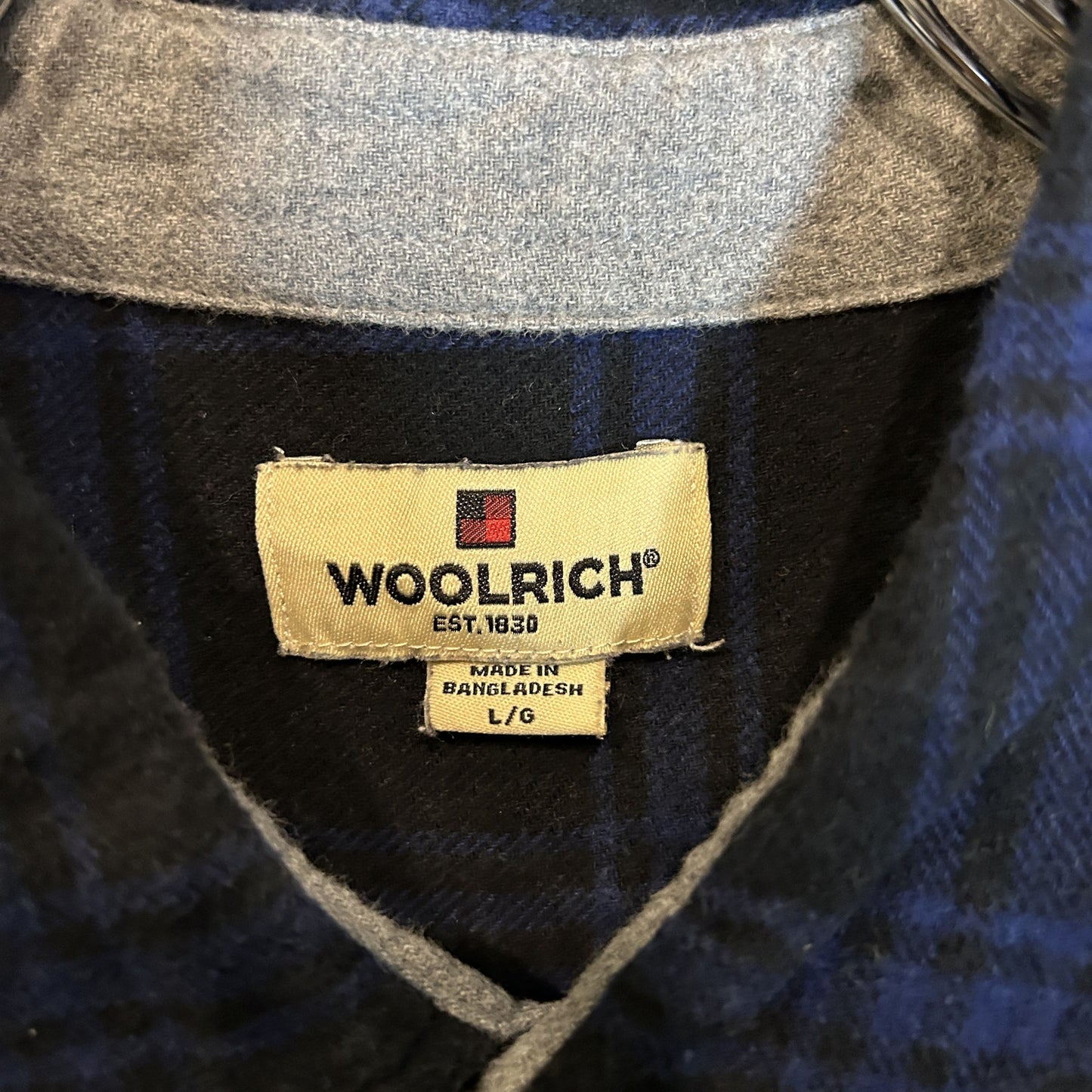 "WOOLRICH" navy check flannel shirt