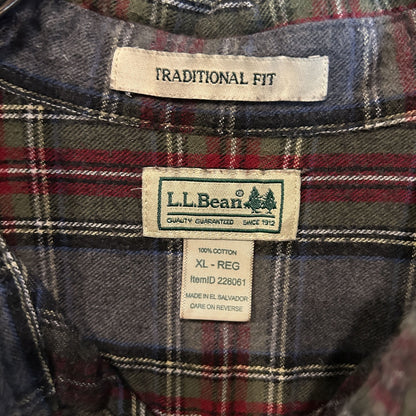 "L.L.Bean" gray check flannel shirt