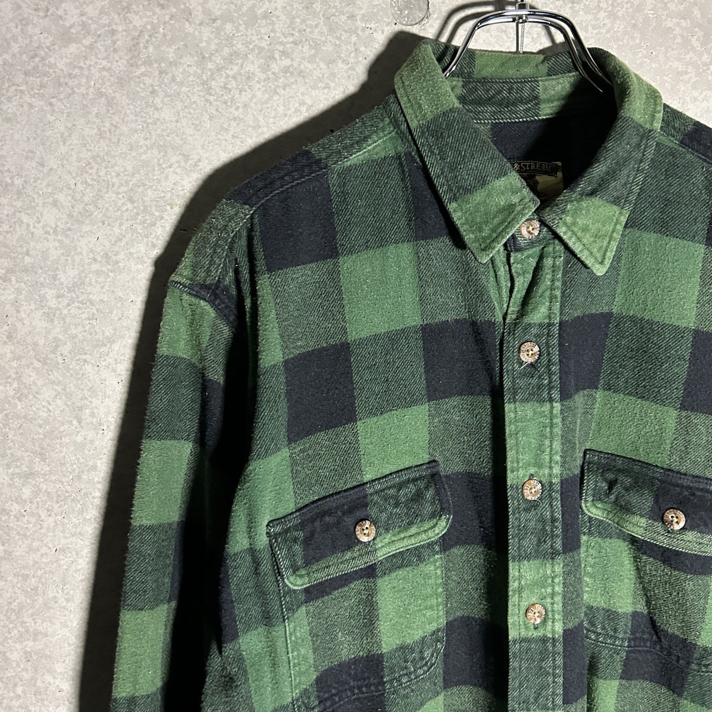 green heavy flannel check shirt