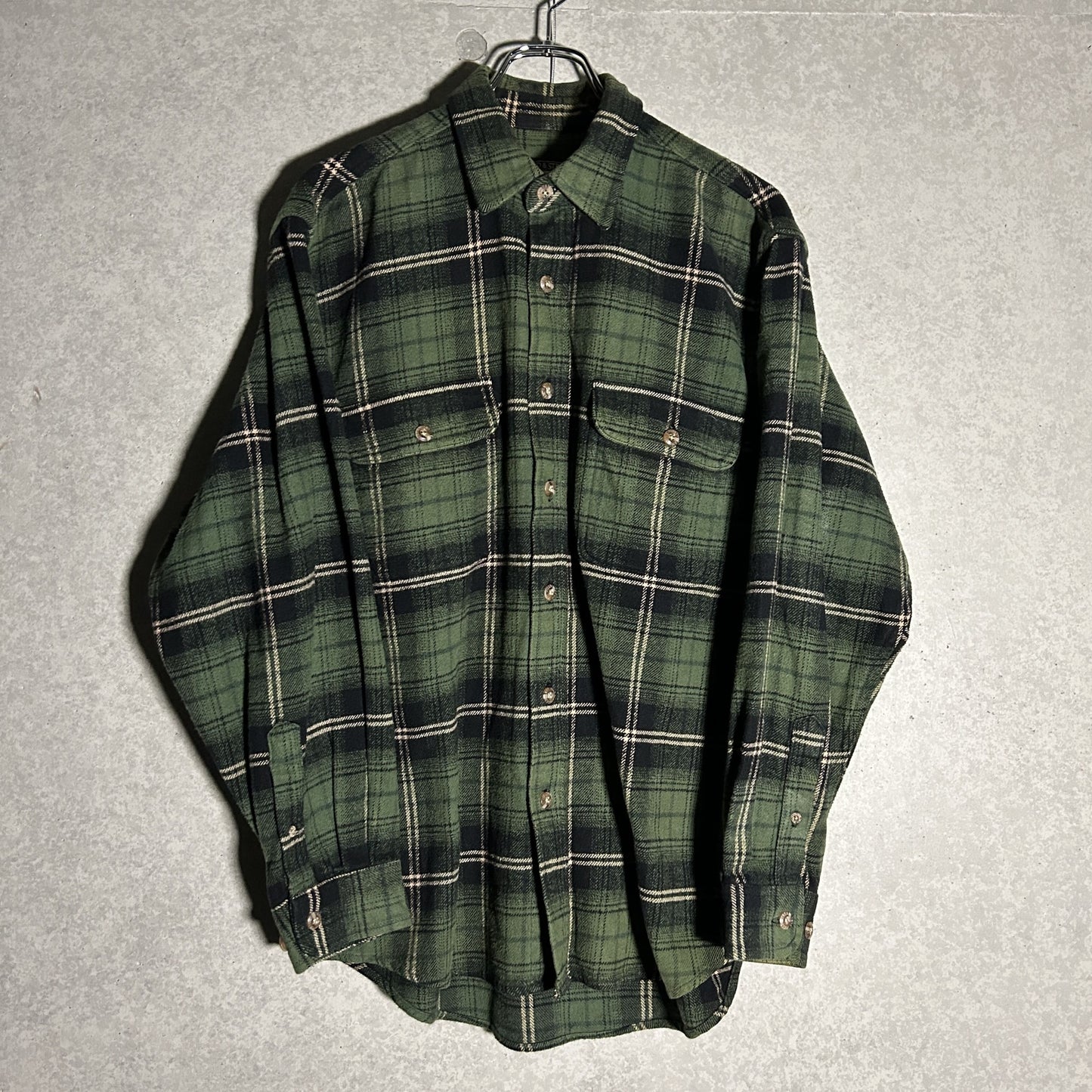 green heavy flannel check shirt