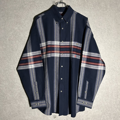 navy big check shirt