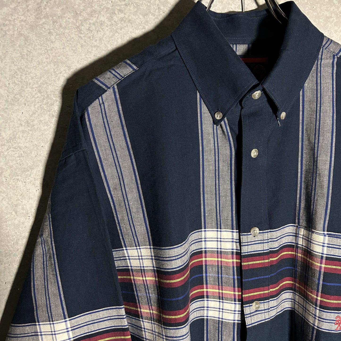 navy big check shirt