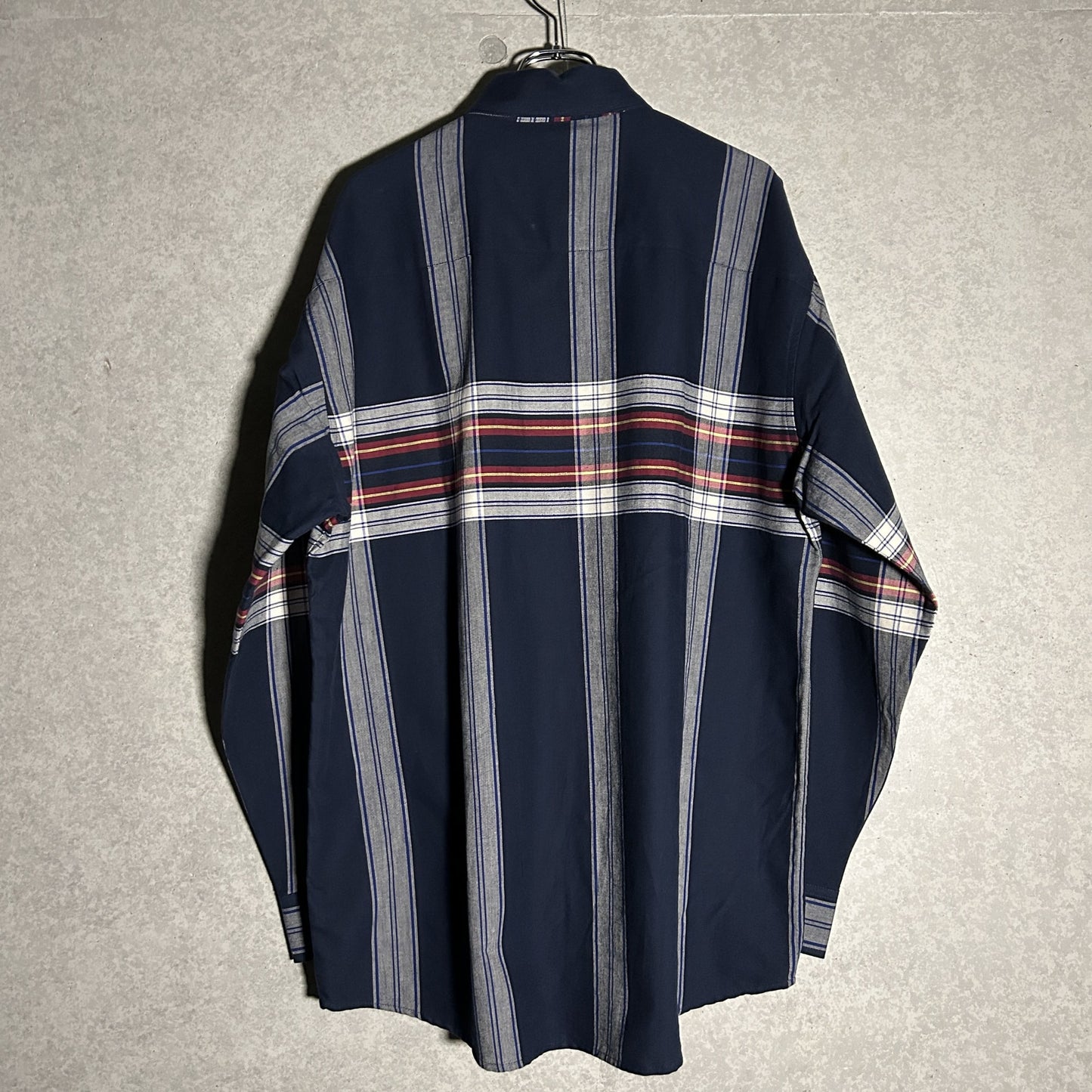 navy big check shirt