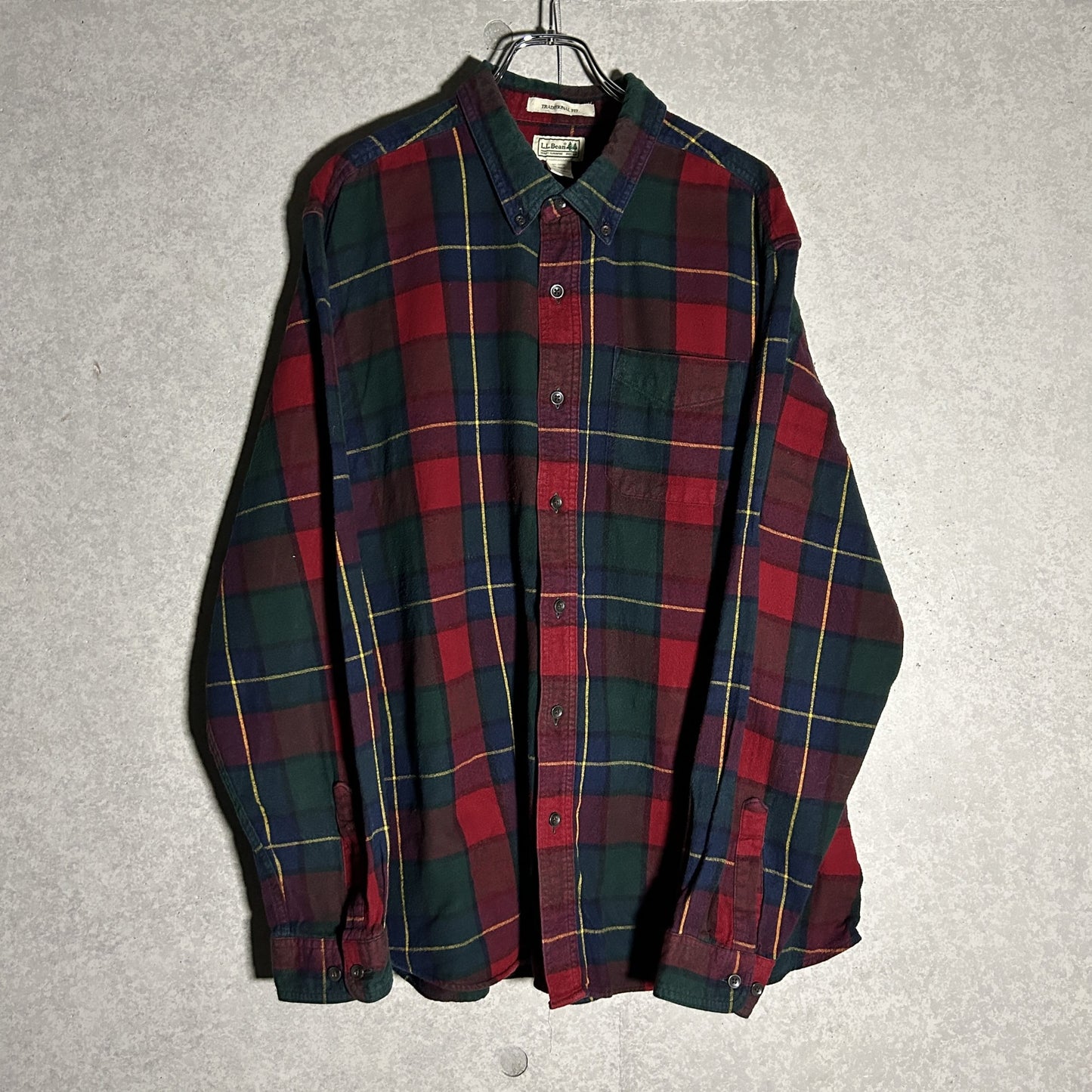 "L.L.Bean" red block check flannel shirt