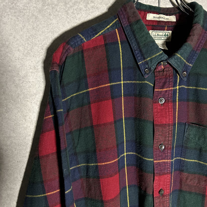 "L.L.Bean" red block check flannel shirt