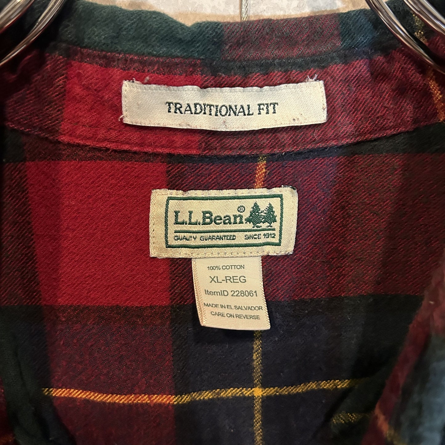 "L.L.Bean" red block check flannel shirt