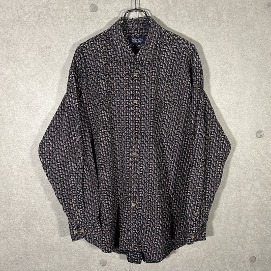 blue pattern shirt