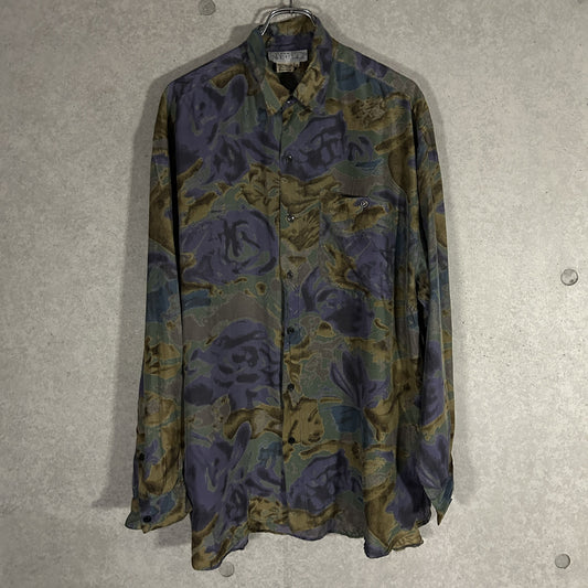 silk flower print shirt