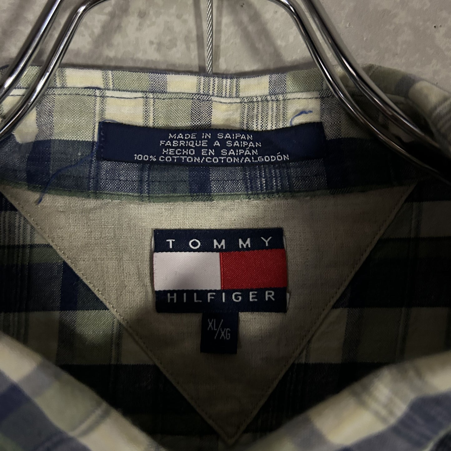 tommy green block check shirt